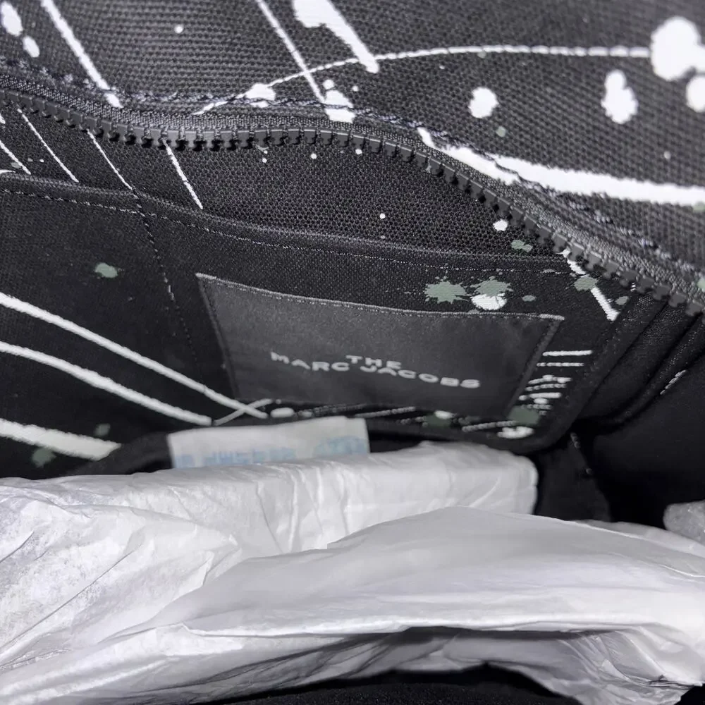 Marc Jacobs Canvas Splatter Medium The Tote Bag Black White Gray NWT